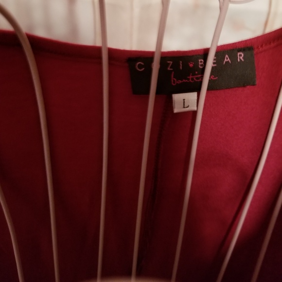 NWOT Burgundy Tank Dress With Embroidered Lace Hem - Picture 4 of 4